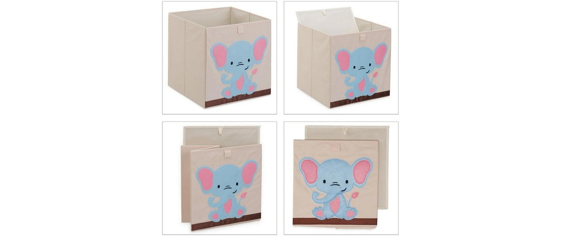 Relaxdays Aufbewahrungsbox 34 l – Pappe/Vlies/Polyester – Blau/Rosa/Beige – 330 × 330 × 330 mm