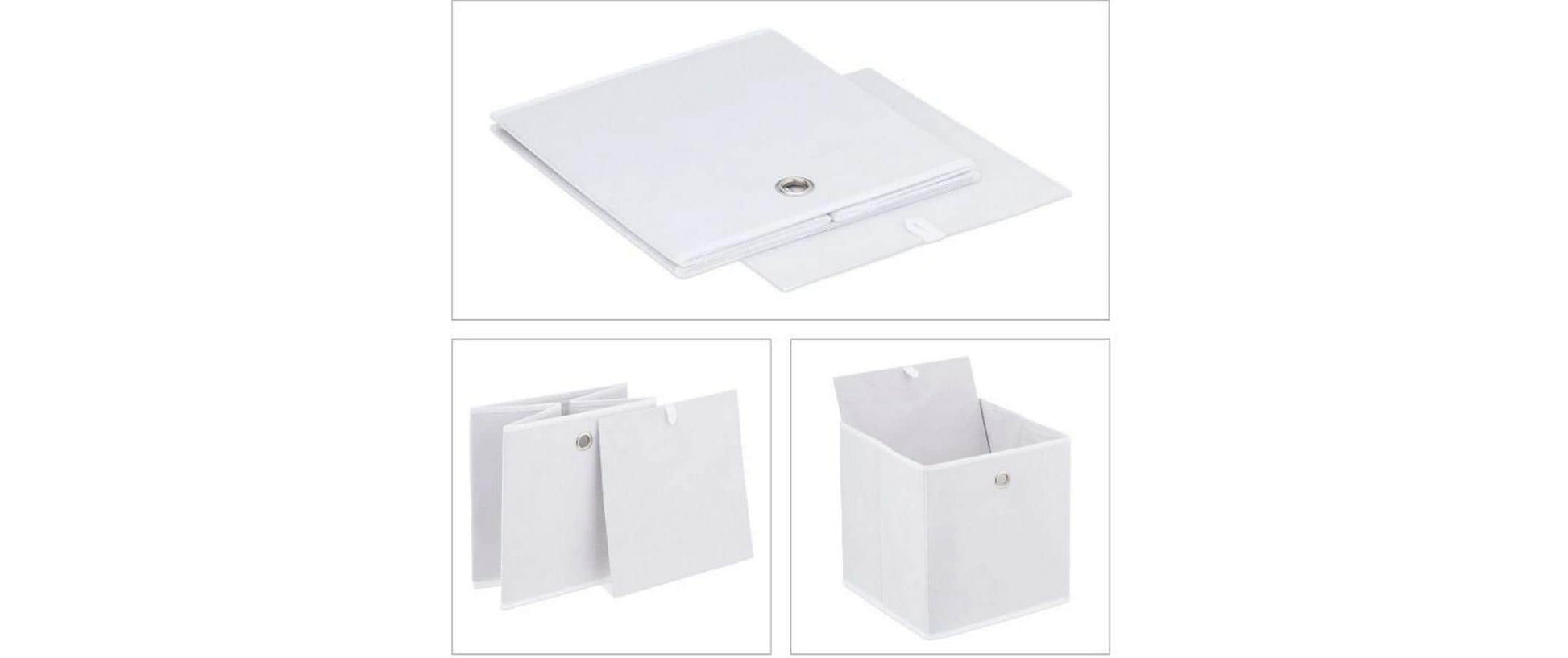 Relaxdays Aufbewahrungsbox – Karton – Weiss – mit Katzenmotiv – 300 × 300 × 300 mm – 4-teiliges Set