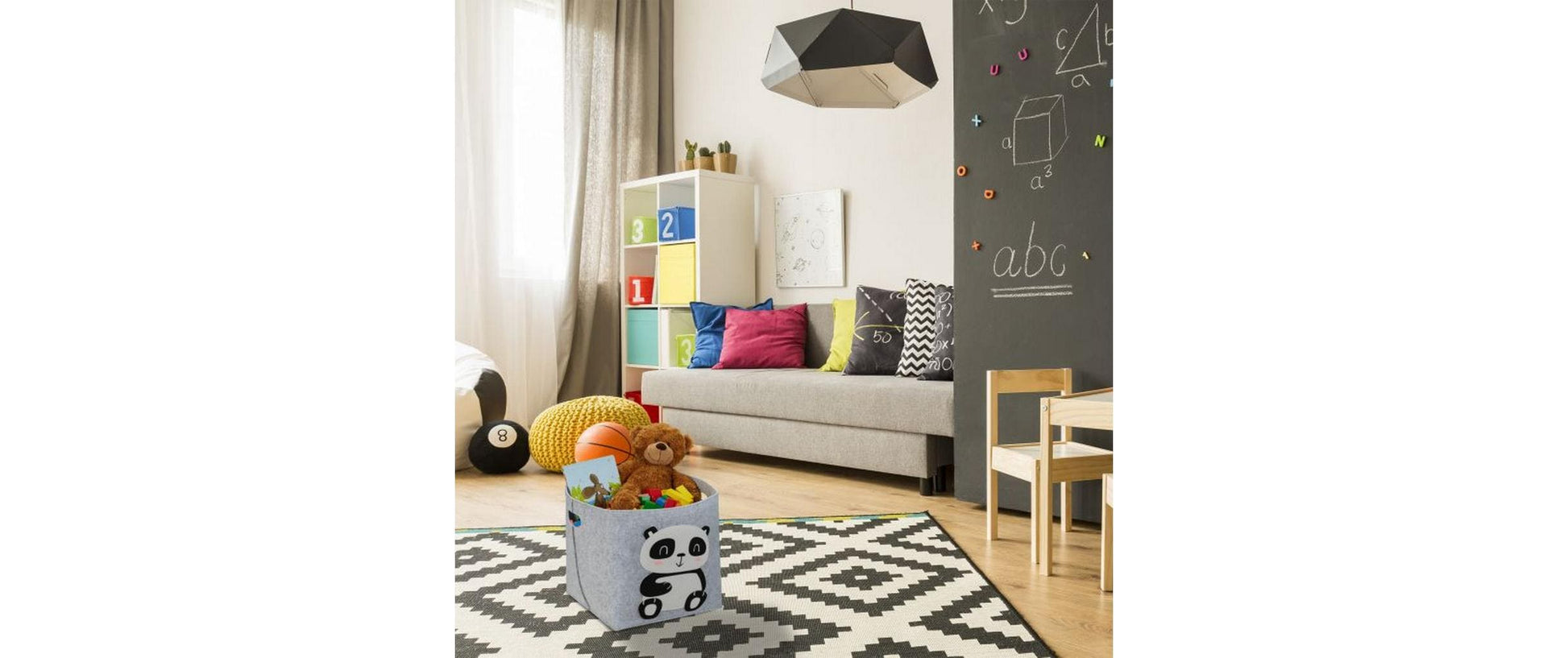 Relaxdays Aufbewahrungsbox – Filz – Schwarz/Grau/Weiss – Ø 340 × H 330 mm
