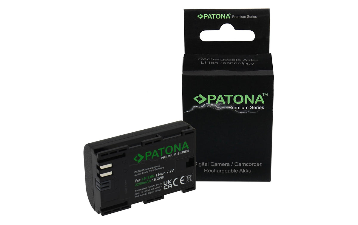 PATONA Premium Akku LP-E6N – 7,2 V, 2250 mAh (16,2 Wh) – für Canon EOS 5D, 5D Mark II, 5D Mark III und andere