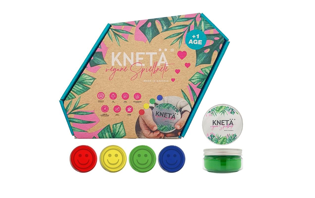 KNETÄ Knetmasse, Blau, Grün, Rot, Gelb, 125 g, 4 Stk., FSC