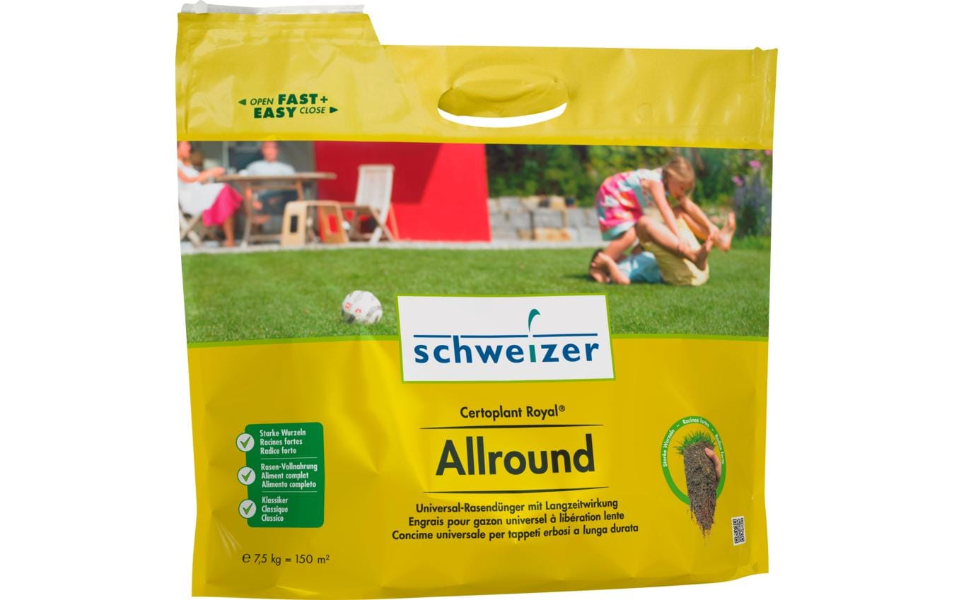 Eric Schweizer Certoplant Royal Allround – Mehrnährstoffdünger, NPK 16-5-8, 3 MgO, 0,2 Fe, 7,5 kg, für Rasen