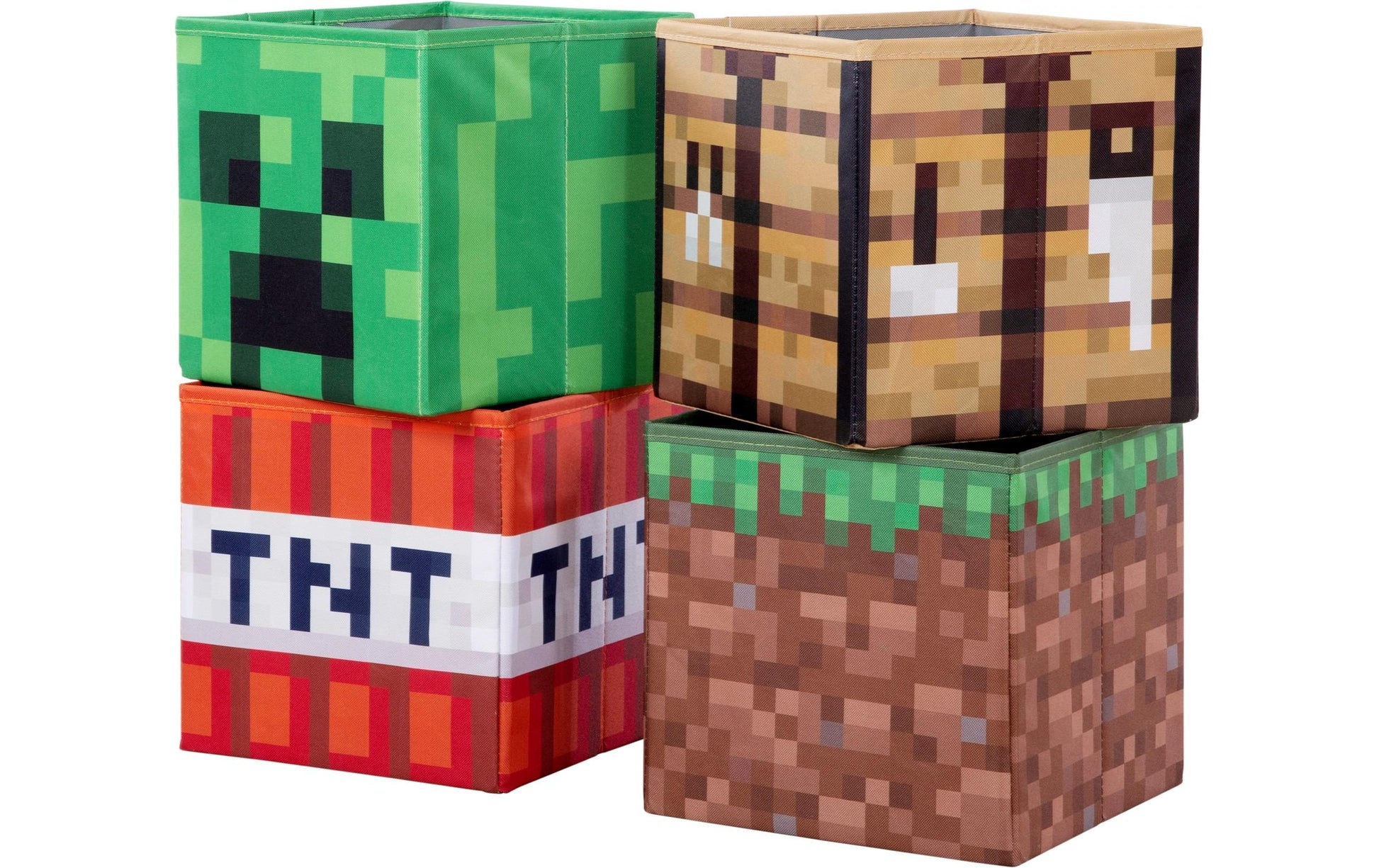 Phoenix Minecraft Sitzbank/Leseregal – 4 Böden – 119 × 30 × 60 cm – Grau/Mehrfarbig