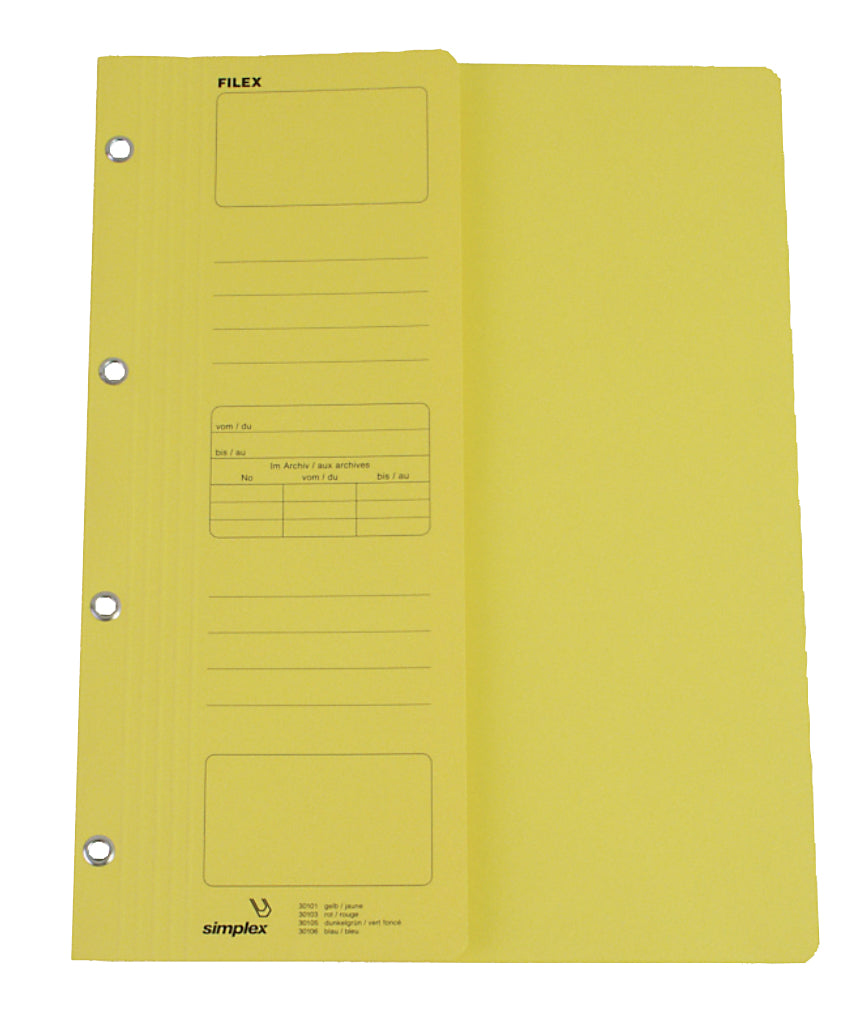 Simplex Filex Schnellhefter – A4, Karton, gelb, Beschriftungsfeld, 240 g/m², 1 Stk.