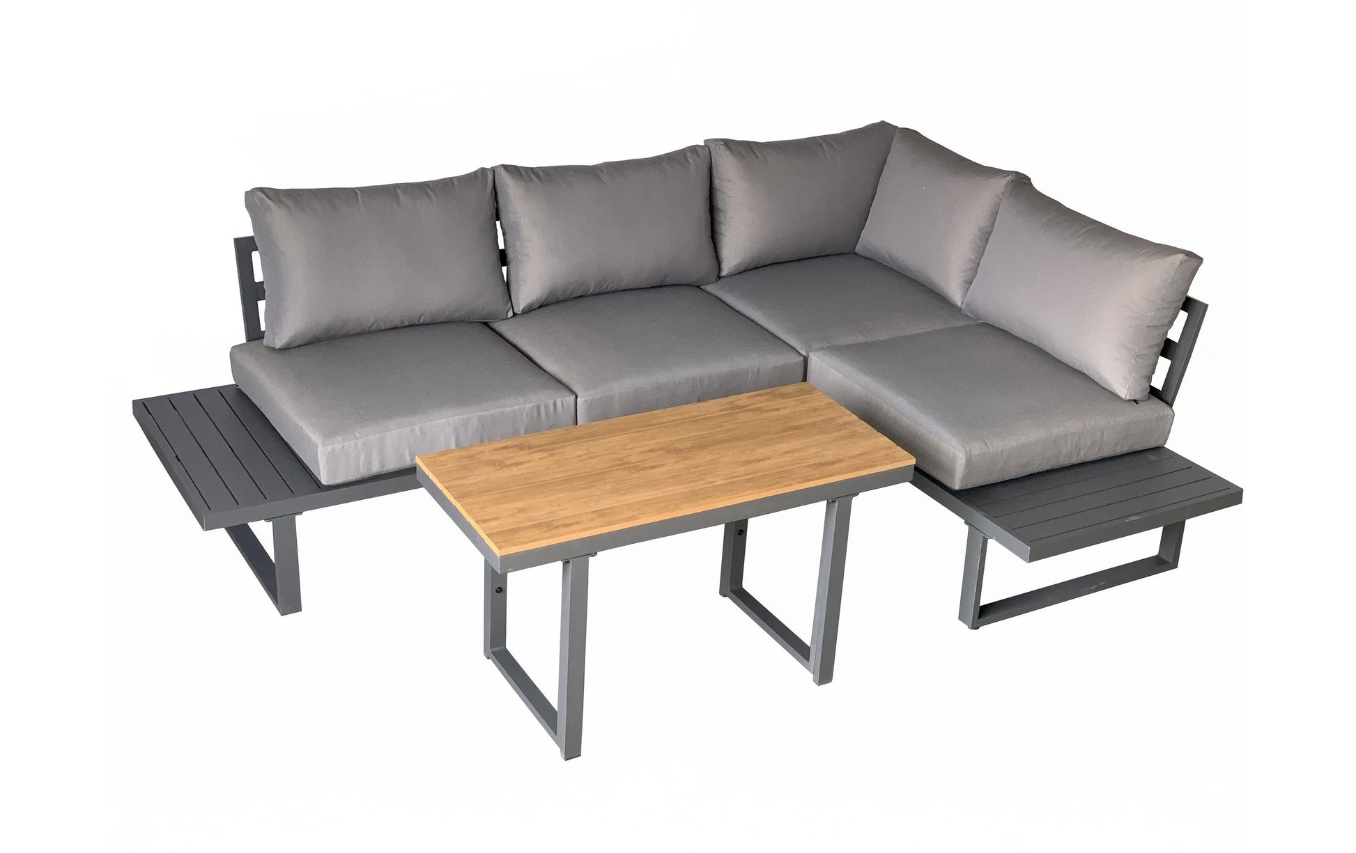 Cocon Montreux Beistelltisch – 175 × 78 × 70 cm – Polywood & Aluminium – grau/schwarz