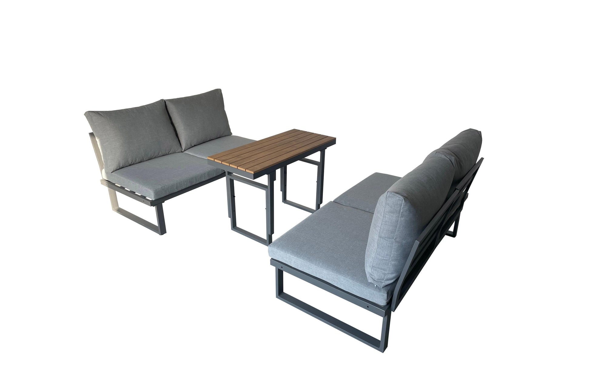 Cocon Montreux Beistelltisch – 175 × 78 × 70 cm – Polywood & Aluminium – grau/schwarz