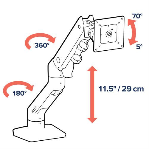 Ergotron HX 45-475-216 – Monitorarm Tischhalterung – Klemme/Durchführung – bis 49,0" – bis 19 kg/Monitor