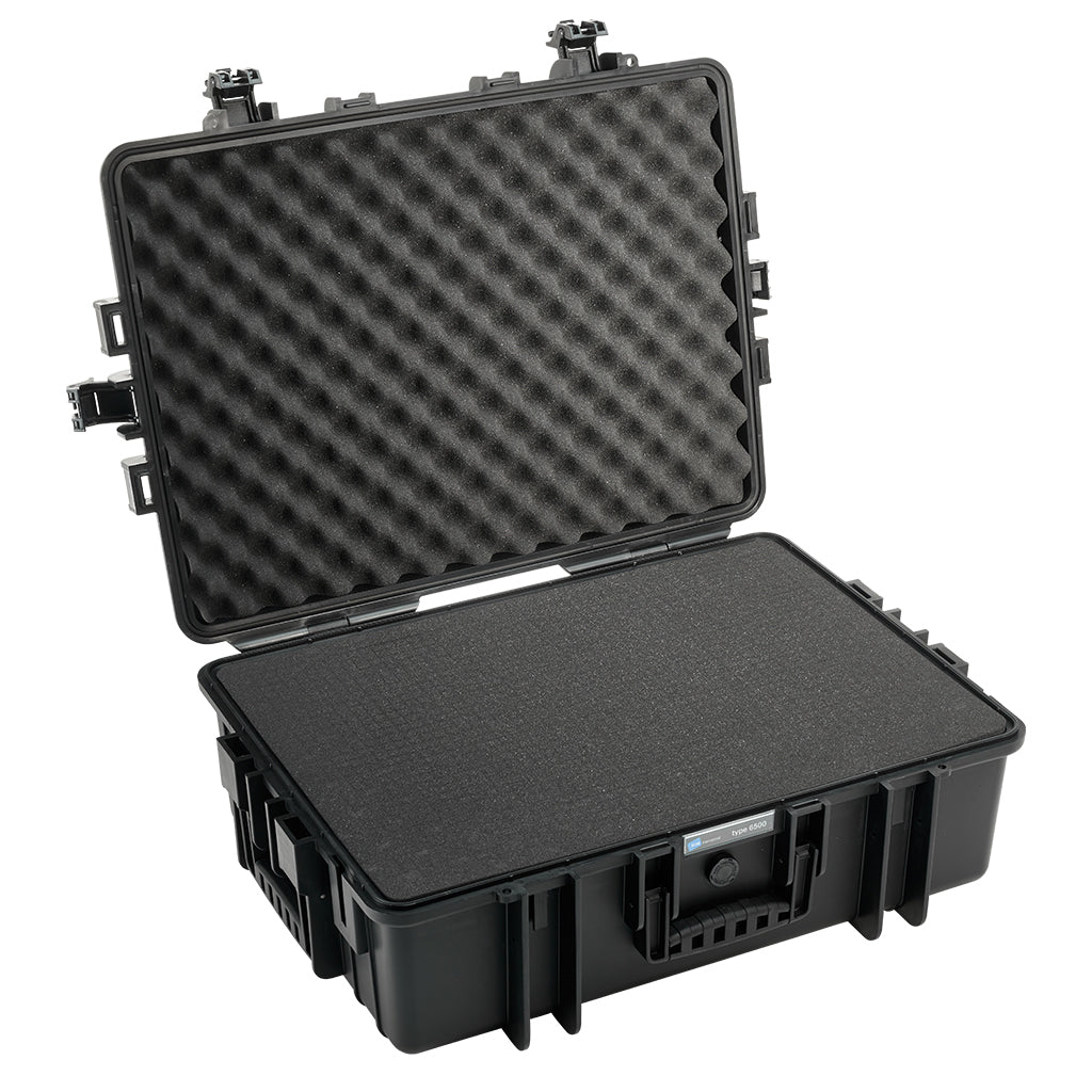 B&W Cases B&W – Outdoor-Koffer Typ 6500, 230 × 660 × 490 mm, Kunststoff (PP), Schwarz, Wasserfest, Würfelschaum