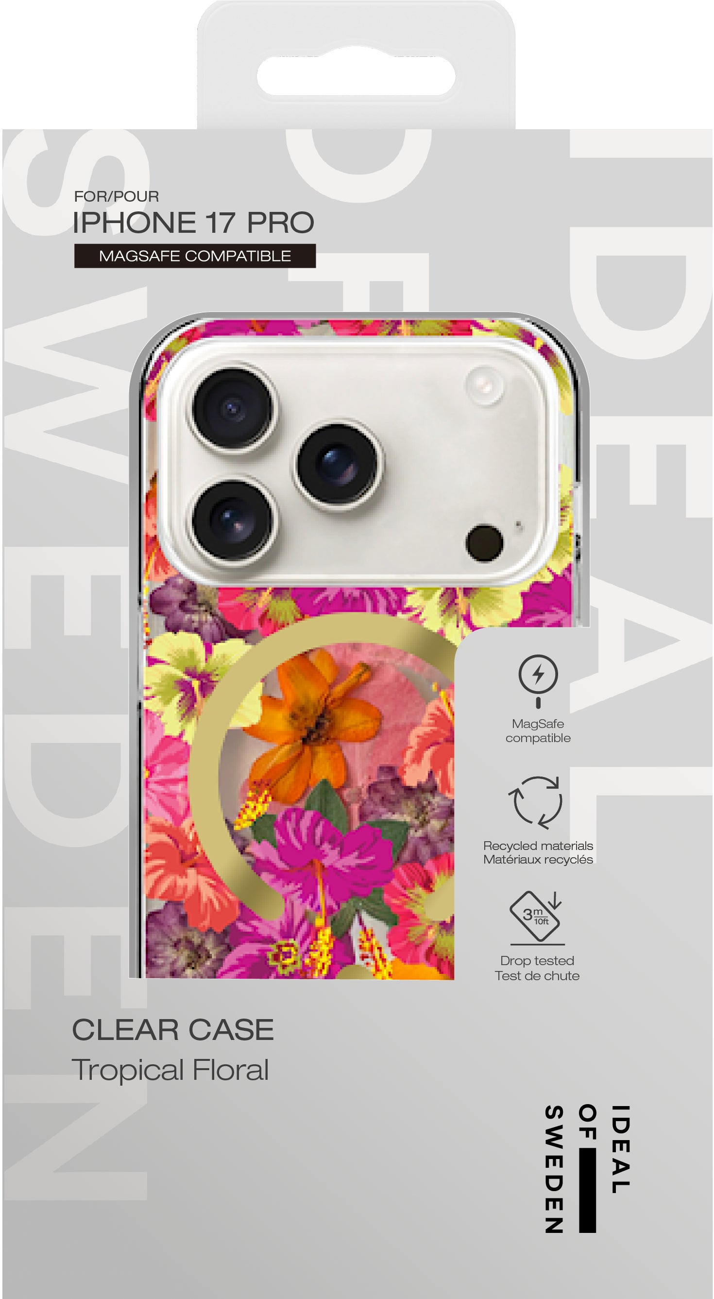iDeal of Sweden Clear Cover – Backcover – für Apple iPhone 17 Pro, MagSafe, TPU, Transparent, Tropical Floral