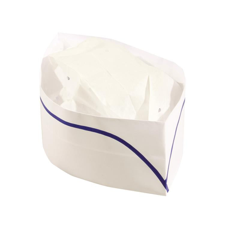 Weitawear Schiffchenmütze Earl Eco – 100 Stück (Dispenser) – Weiss/Blau