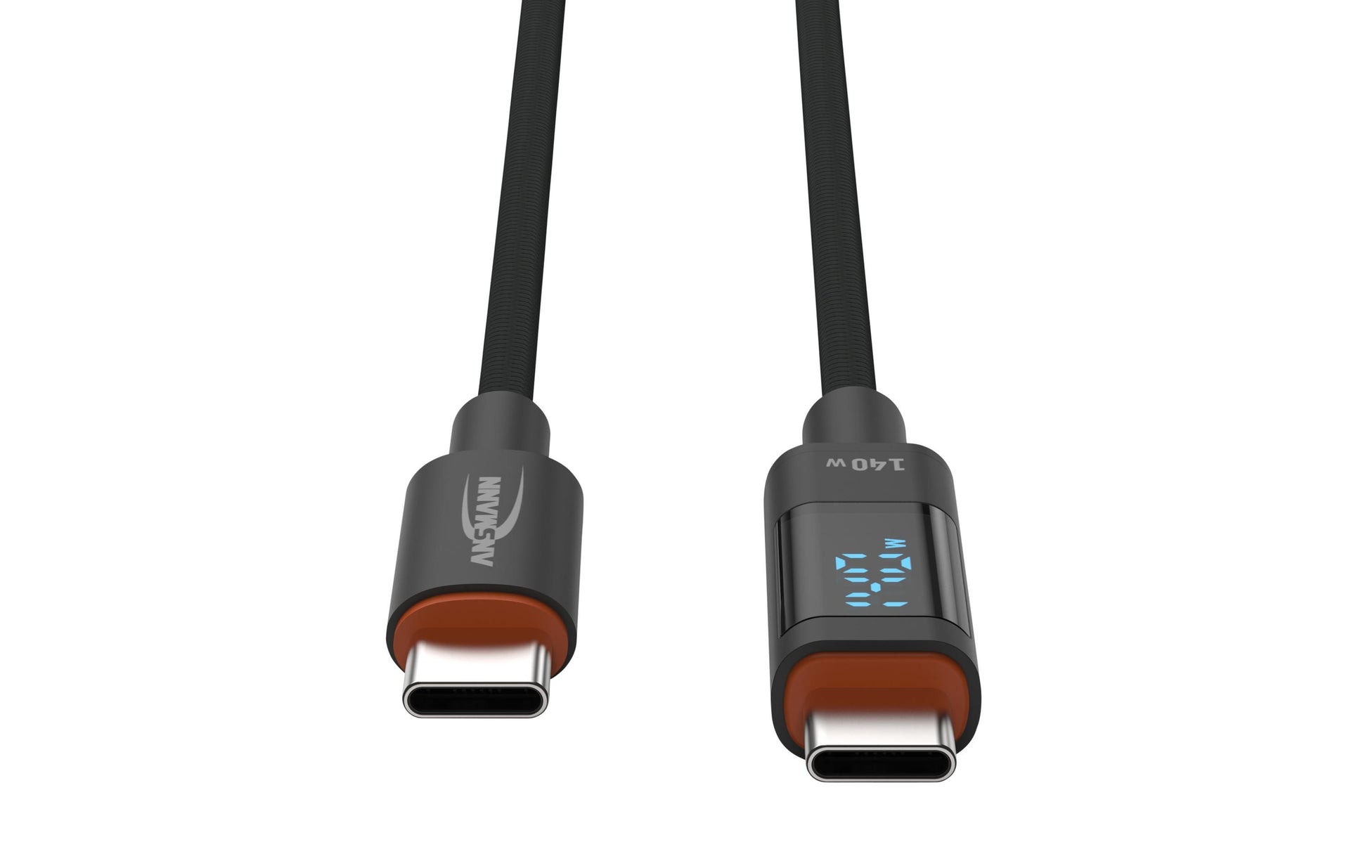 Ansmann USB-C auf USB-C Kabel – USB 2.0 (480 Mbit/s) – 2 m – PD 140 W – LED-Display – Anthrazit