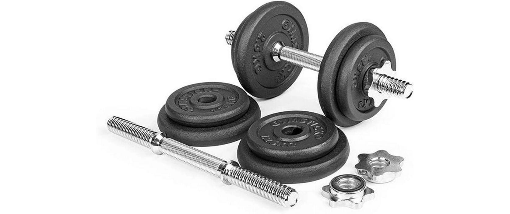 Gymstick 61070-20 Verstellbare Kurzhantel – 20 kg, 2-teilig, Eisenguss