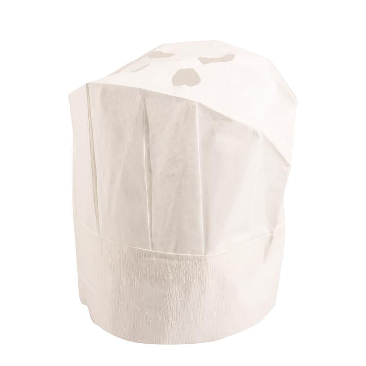 Weitawear Kochmütze King – grössenverstellbar, 30 Stück – Weiss, Krepp, bedruckbar – Höhe 23,5 cm