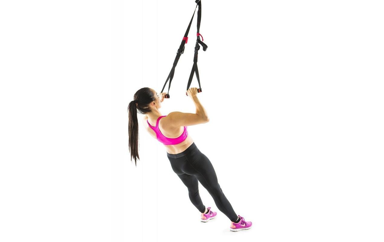 Gymstick Schlingentrainer 62066 – 213 cm×3,5 cm, Nylon/Polypropylen/Stahl, Schwarz/Rot, Belastbarkeit 130 kg