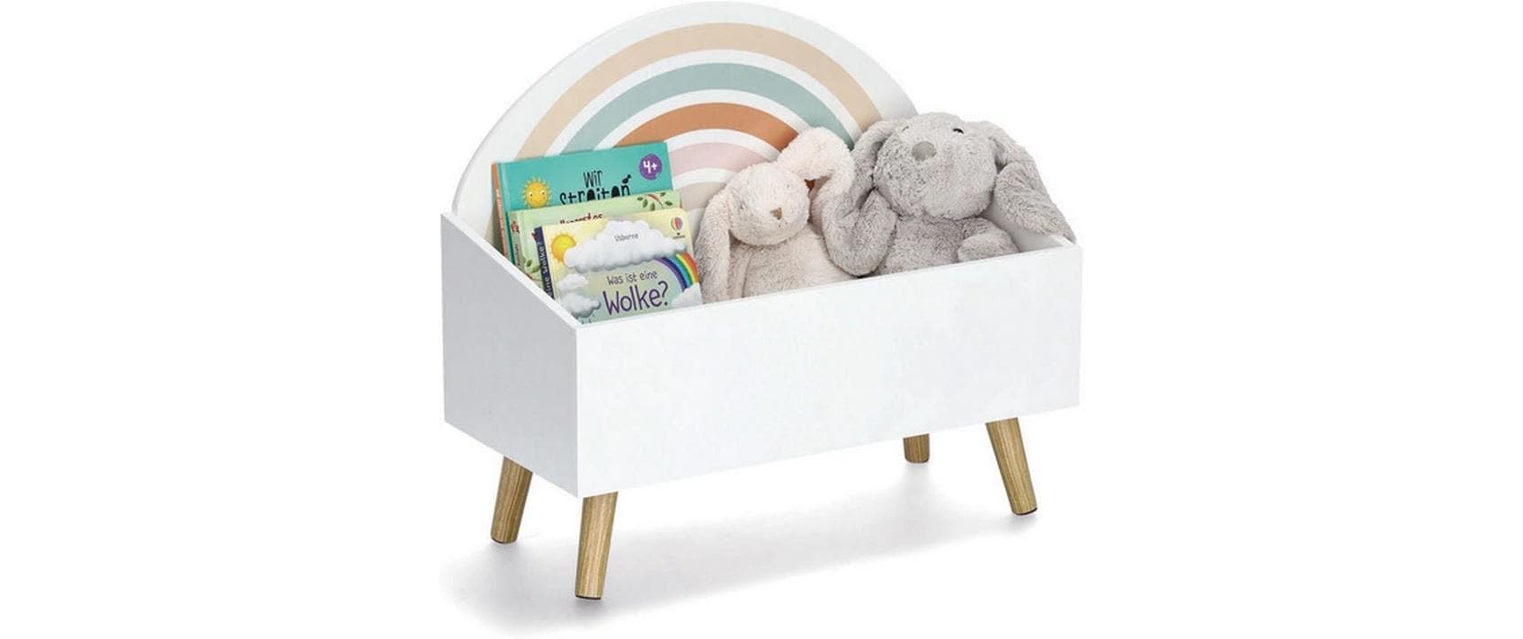 Zeller Present 13538 Rainbow Truhe – MDF/Holz – Mehrfarbig/Weiss – 280 × 520 × 580 mm