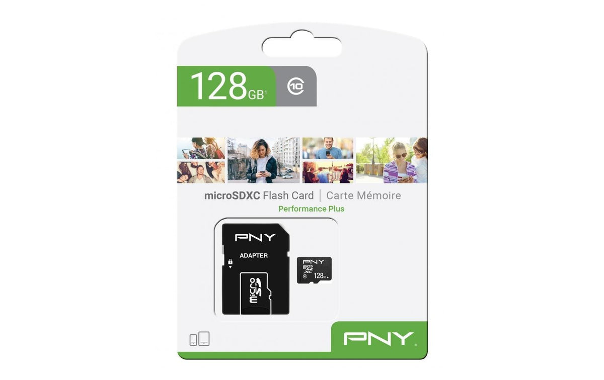 PNY Performance Plus microSDXC 128 GB – Klasse 10, 10/10 MB/s, inkl. SD-Adapter