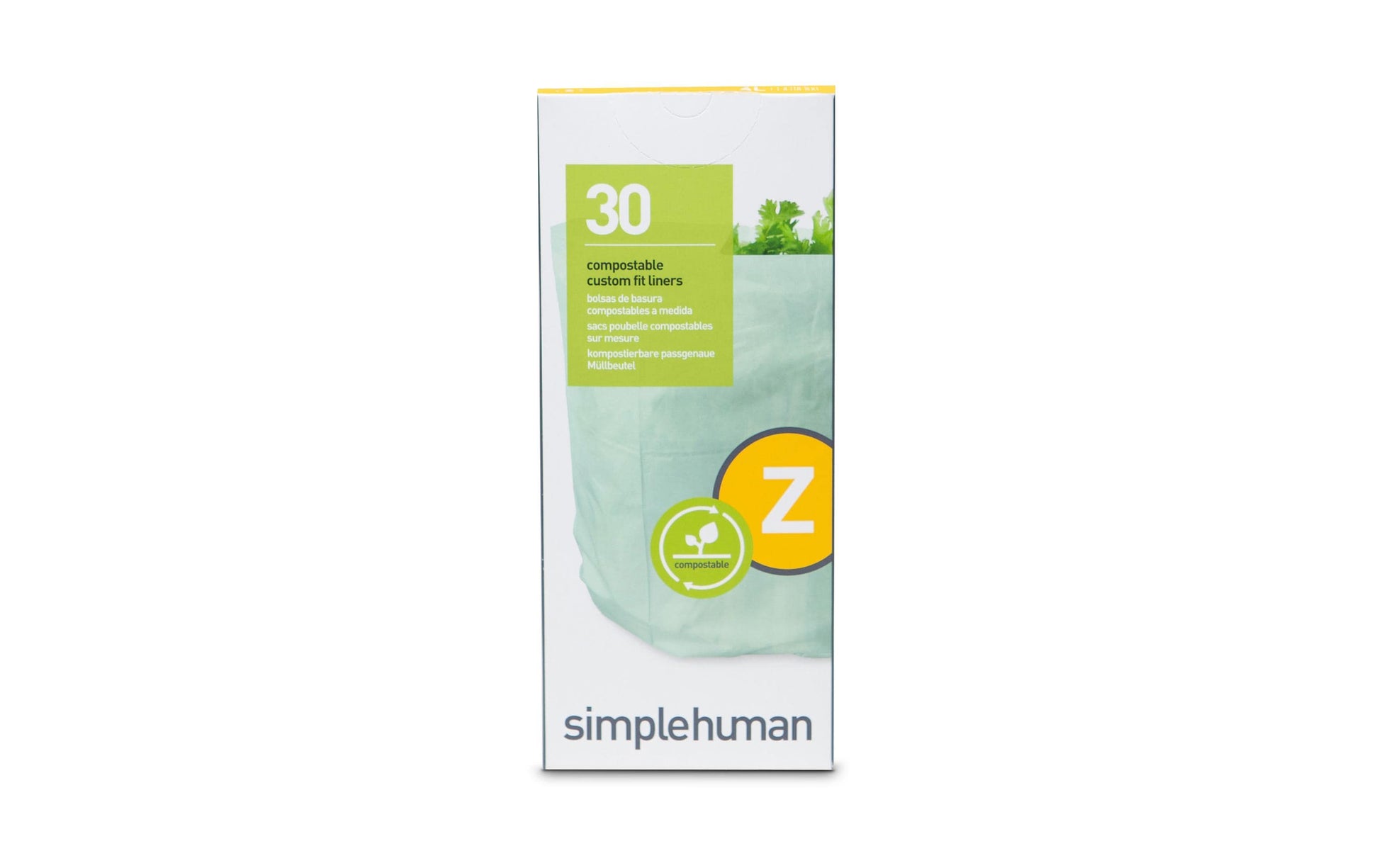 simplehuman Müllbeutel – 4 l, 30 Stück pro Packung, Grün
