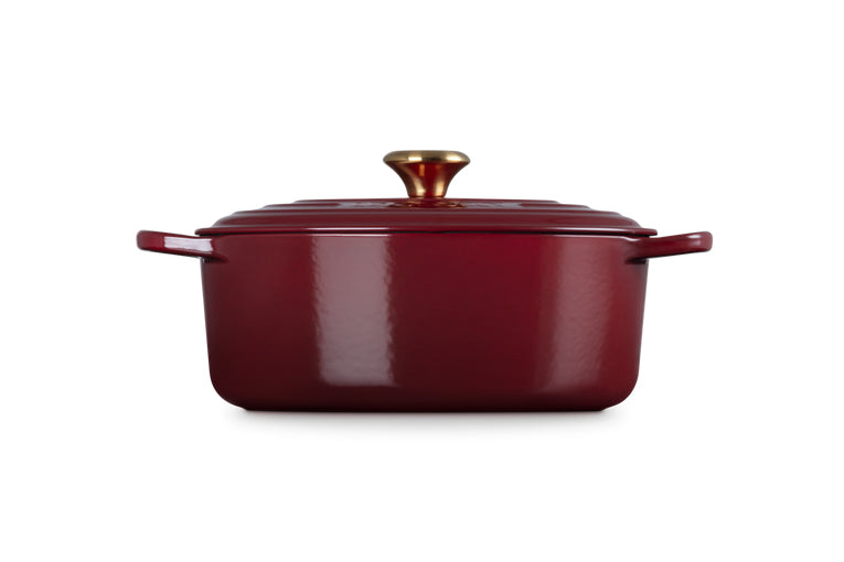 Le Creuset Kochtopf Signature Roaster – 4,7 l, Gusseisen, Emaille, für Induktion, Gas, Glaskeramik u. a., Rot