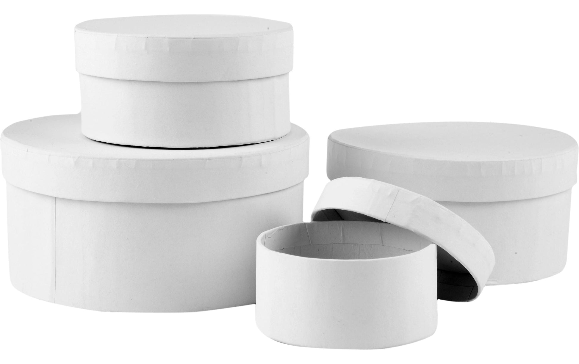 Creativ Company Geschenkbox rund, Karton, weiss – Ø 80 mm × 40 mm – mit Deckel – 4 Stk.