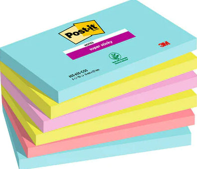 Post-it Super Sticky Haftnotizen Miami – 127×76 mm – türkis, grün, 6×90 Blätter