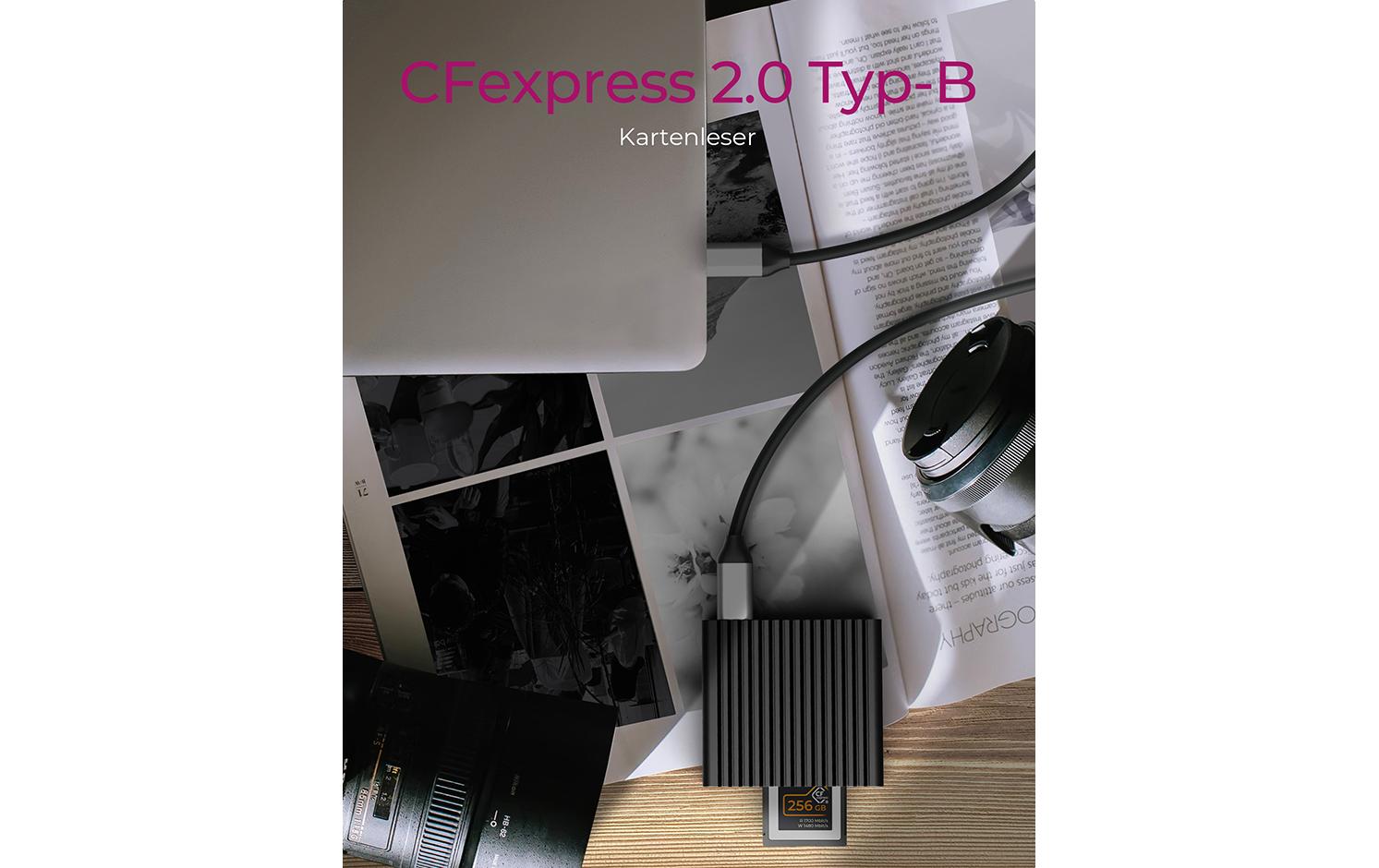 ICY BOX IB-CR404-C31 – Externer Kartenleser – CFexpress Typ B, CFast 2.0, USB 3.2 Gen 2 Type-A