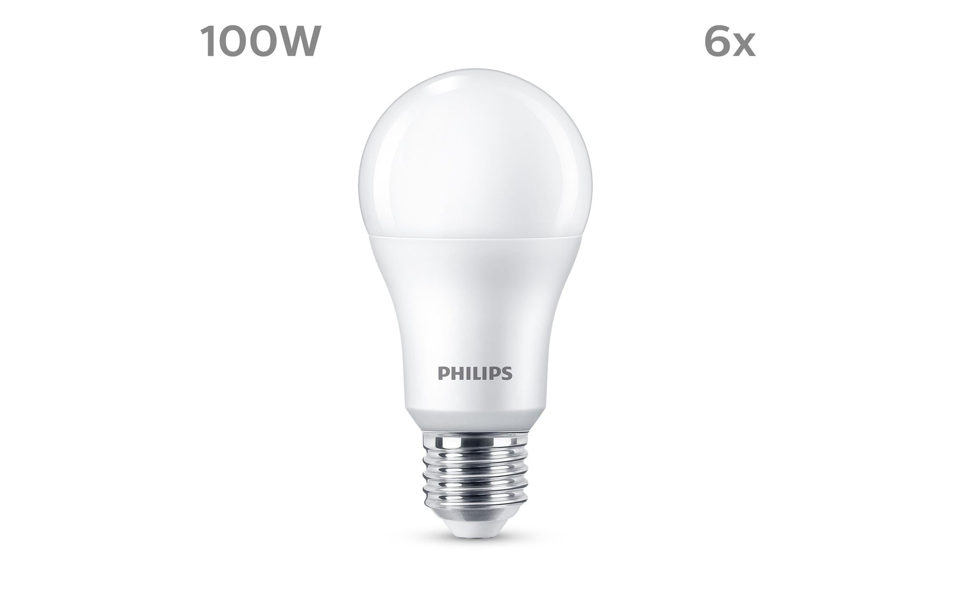 Philips by Signify Philips LED-Leuchtmittel E27 A-Form – 1521 lm, 13 W, Warmweiss 2700 K, 150° – 6 Stk., Weiss, Kunststoff
