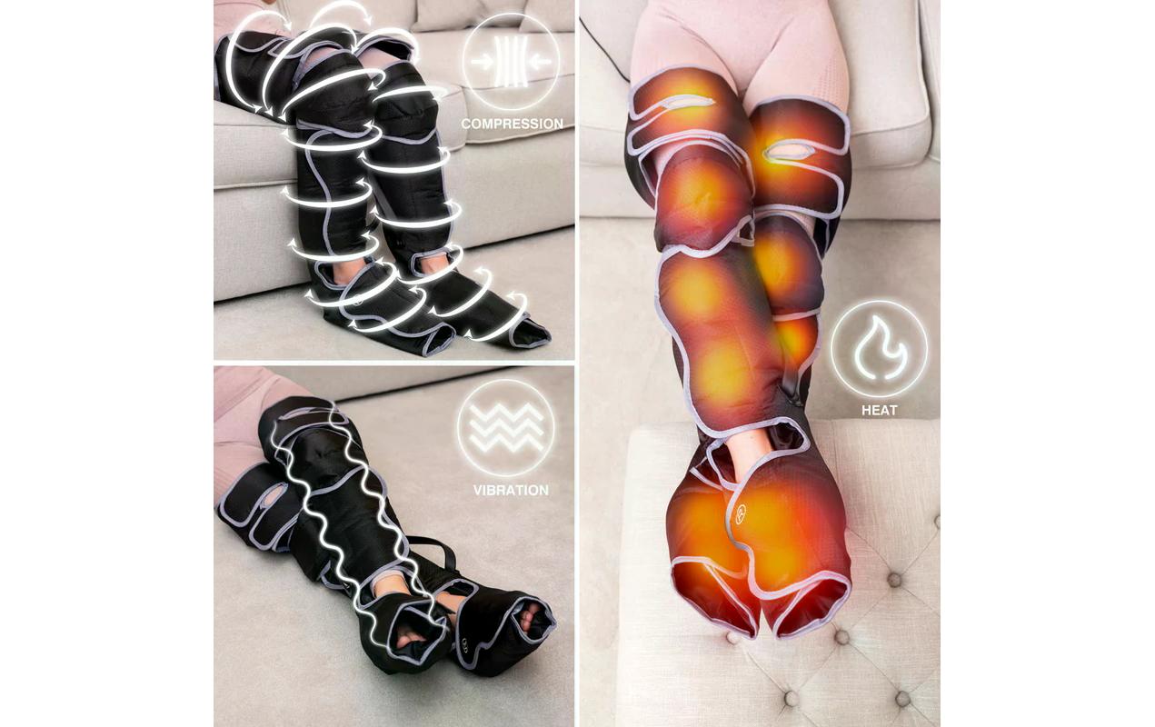 Bodi-Tek Massagegerät – Schwarz, 1400 g, Kompressionsmassage, Vibrations- und Wärmefunktion, für Beine
