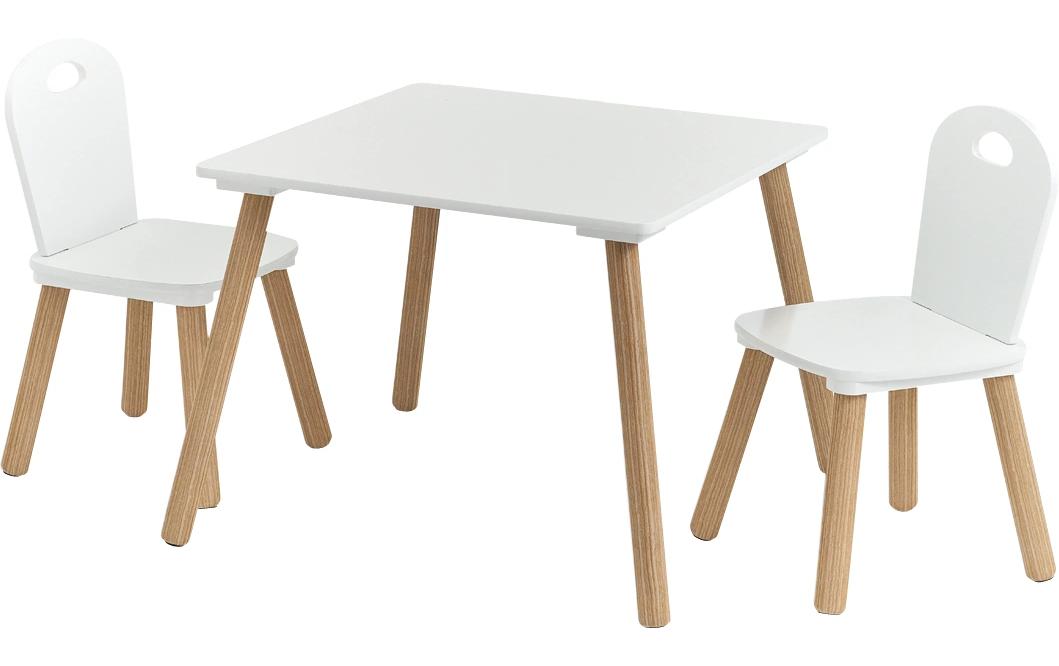 Zeller Present 3-teiliges Bistro-Set mit 2 Stühlen – Weiss – MDF, Holz – Tisch 55 × 55 × 43,5 cm – Für den Innenbereich