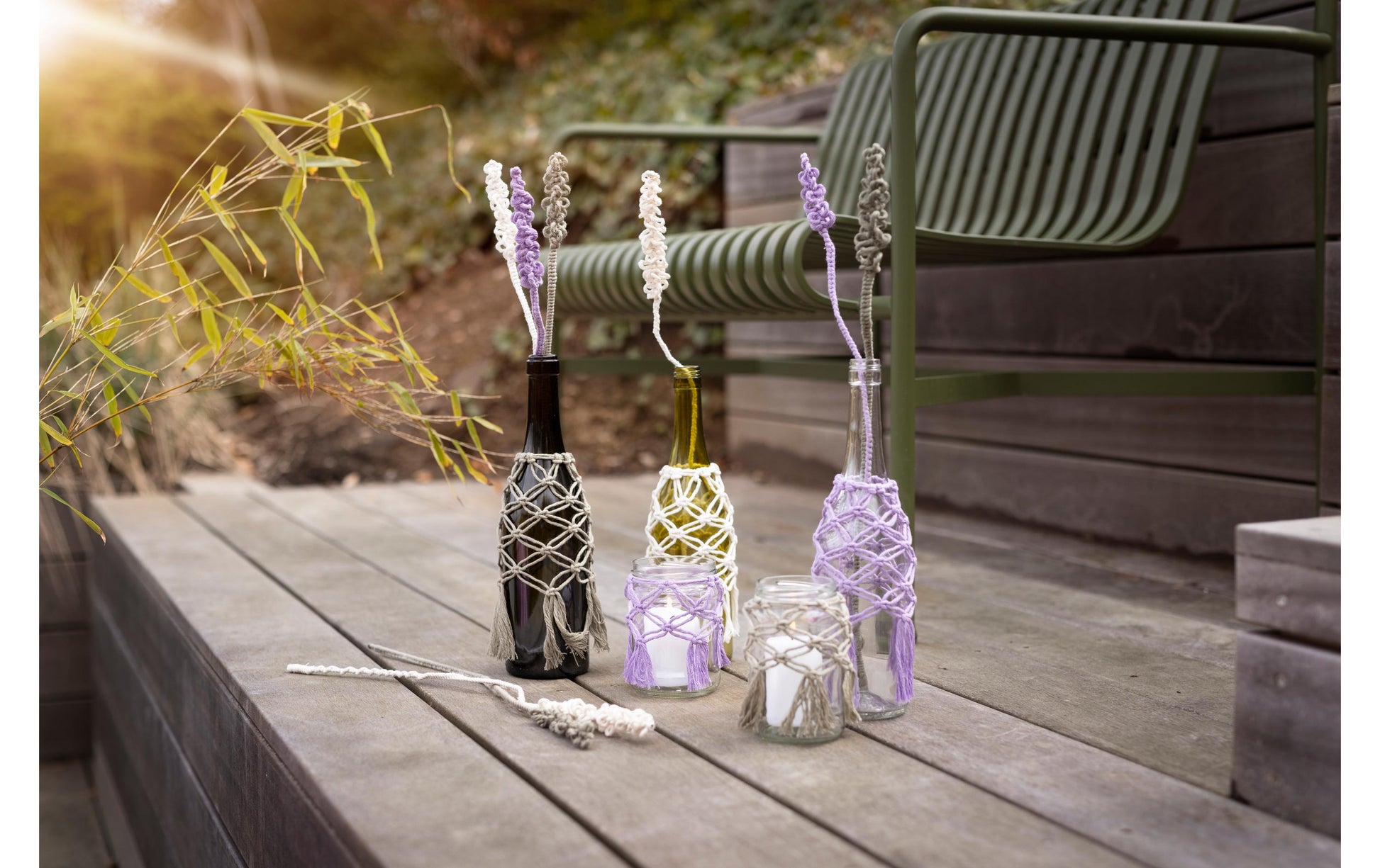 Creativ Company Makramee-Set – 2-teilig – Violett – Garn inkl. Schnüre – ab 10 Jahren