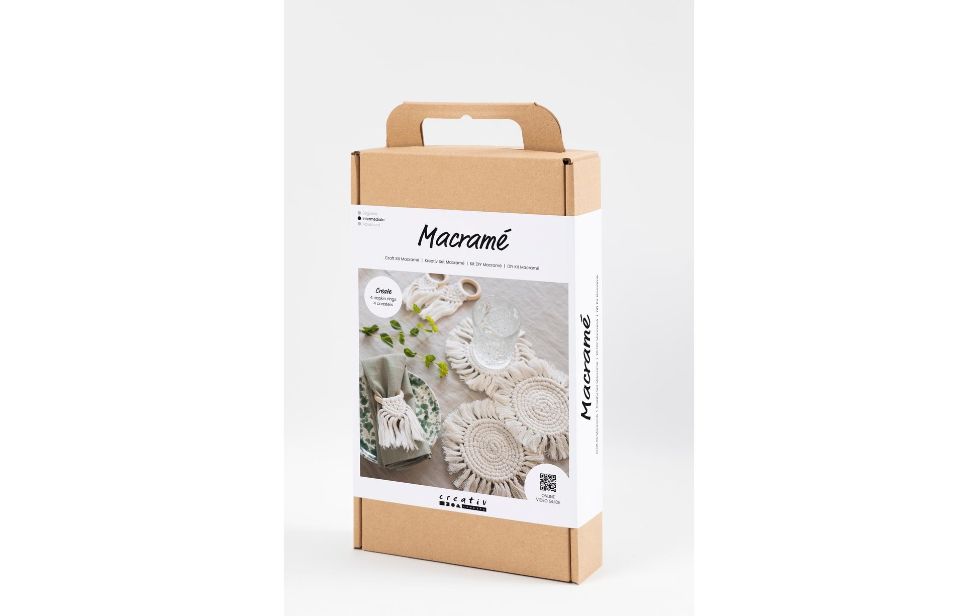 Creativ Company Makramee-Set – Tischdekoration – 2-teilig – ab 10 Jahren – Garn, Buche