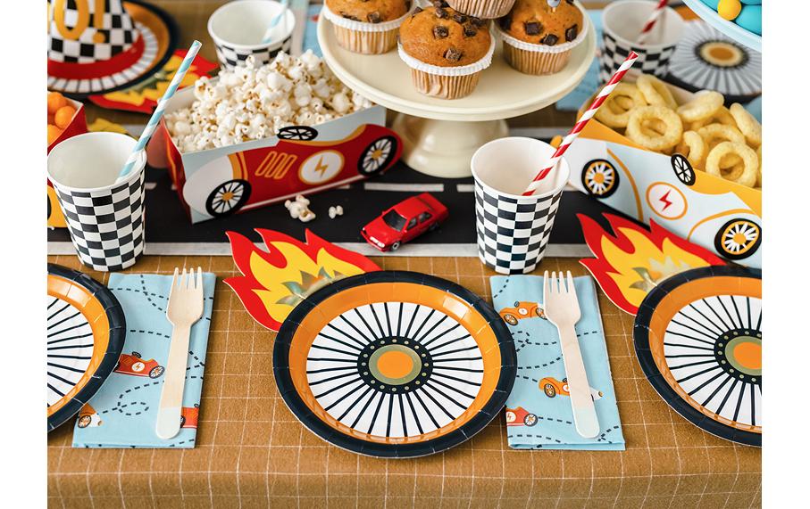 PartyDeco Becher, Papier/Karton – 2,2 dl, Ø 7,5 cm, Auto-Motiv – 6 Stk.