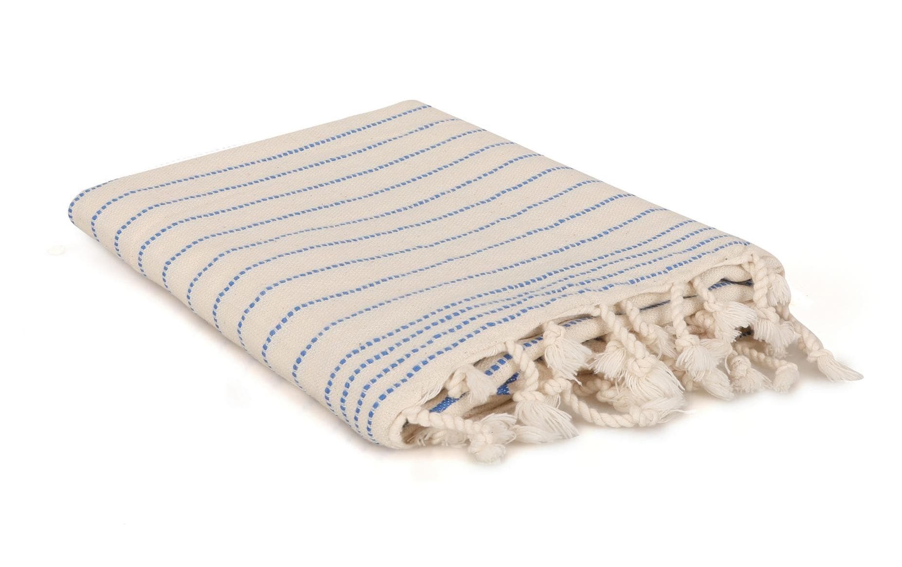 Foutastic Strandtuch – 90 × 185 cm, Blau/Weiss, 100% Baumwolle, 222 g/m²