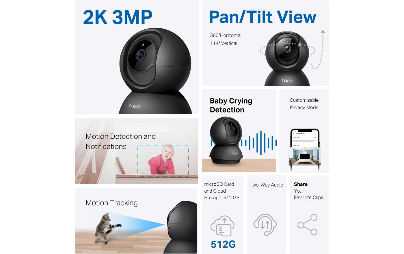 TP-Link Tapo C211 Sicherheitskamera – 3 MP, Reichweite 9 m, IP65, für Amazon Alexa