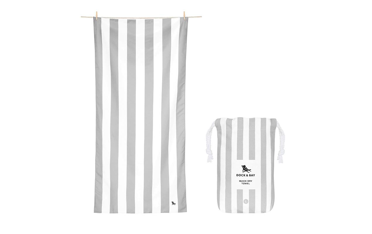 Dock & Bay Badetuch CABANA – 90×160 cm, Polyamid/Polyester, Hellgrau/Weiss