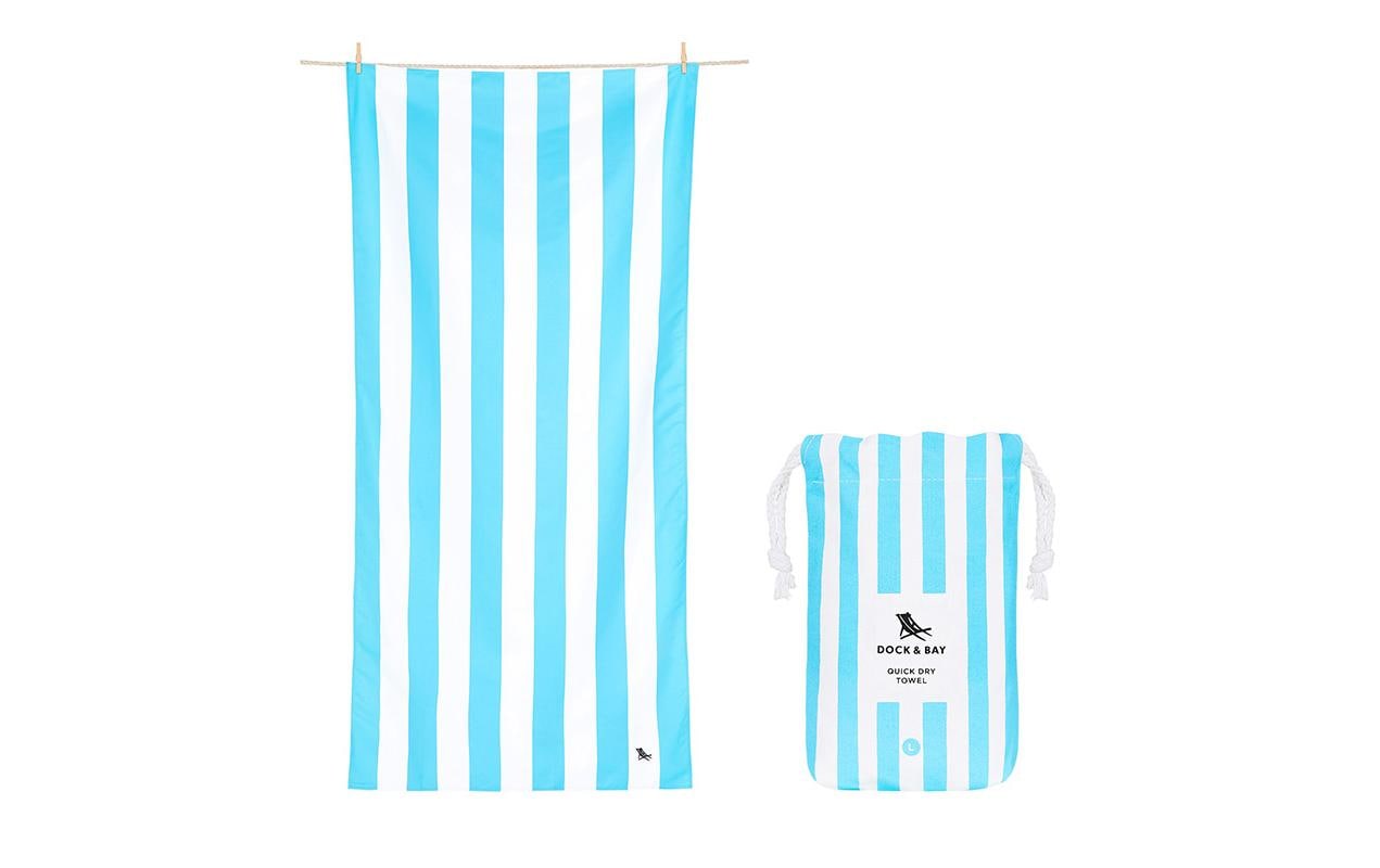Dock & Bay Strandtuch Cabana – 90 × 160 cm, Weiss/Hellblau, Polyester/Polyamid