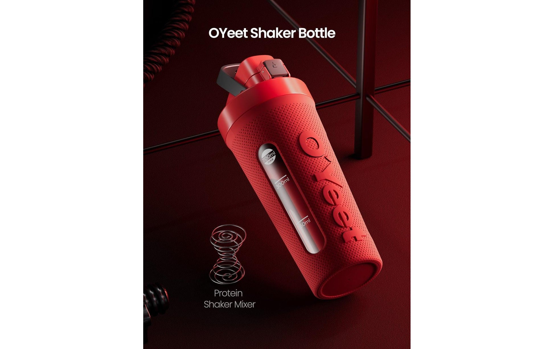 OYeet S2 Shaker 700 ml – auslaufsicher, Kunststoff, Druckknopfdeckel, Rot
