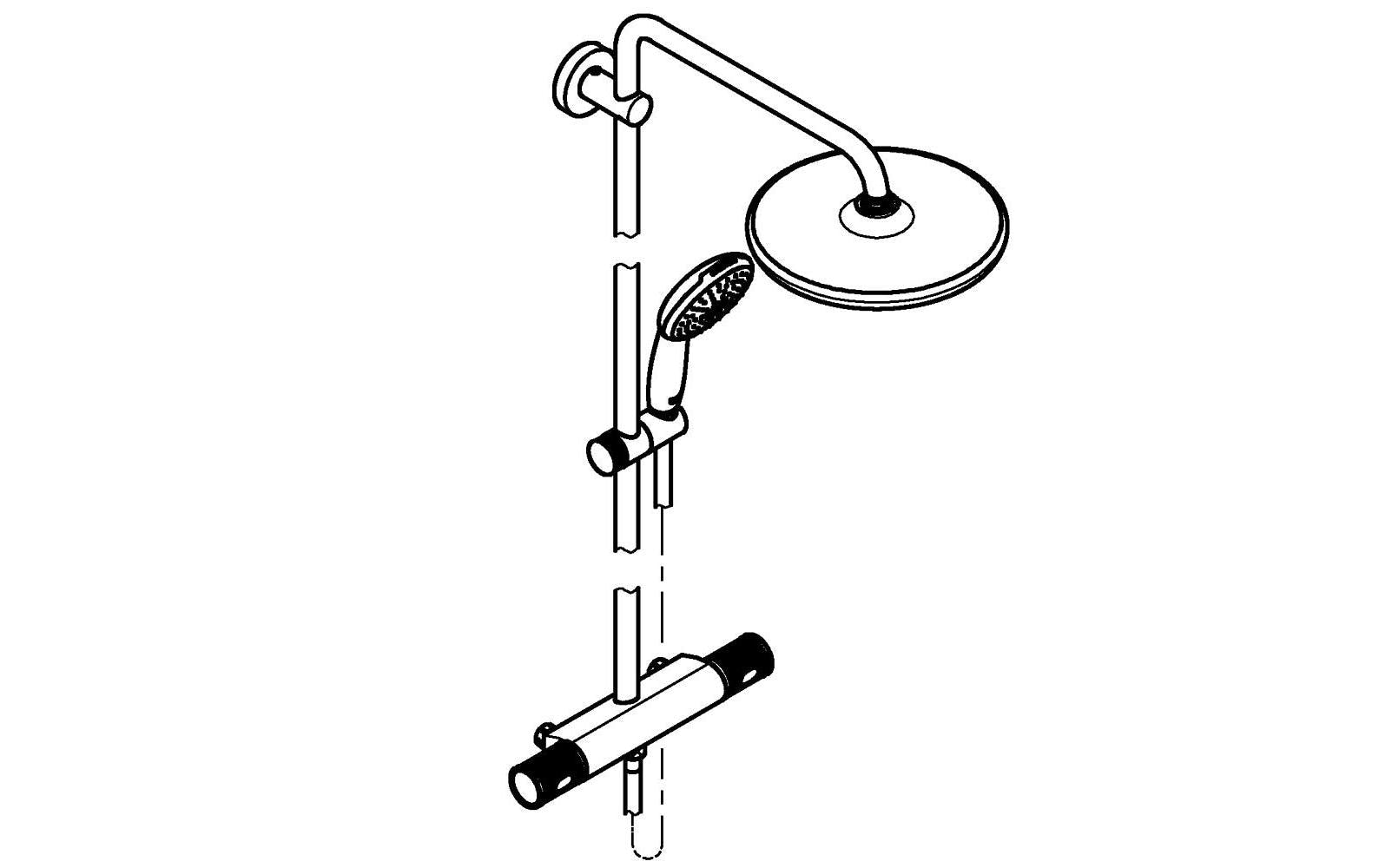 GROHE Duschsystem Vitalio Start 250 – Schlauchlänge 175 cm, Kunststoff, Wandmontiert, Chrom
