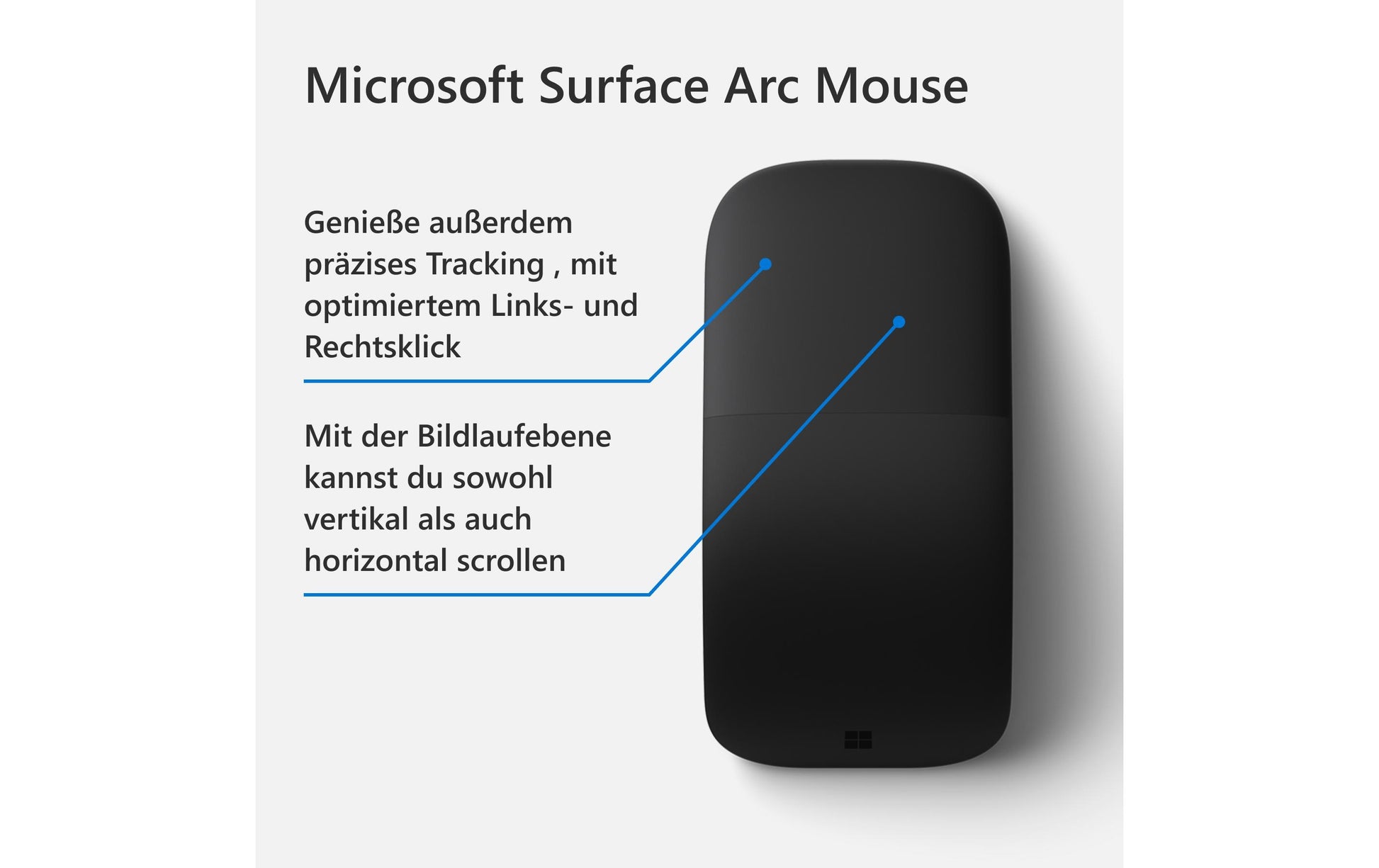Microsoft Surface Arc Maus – kabellos, Bluetooth, schwarz