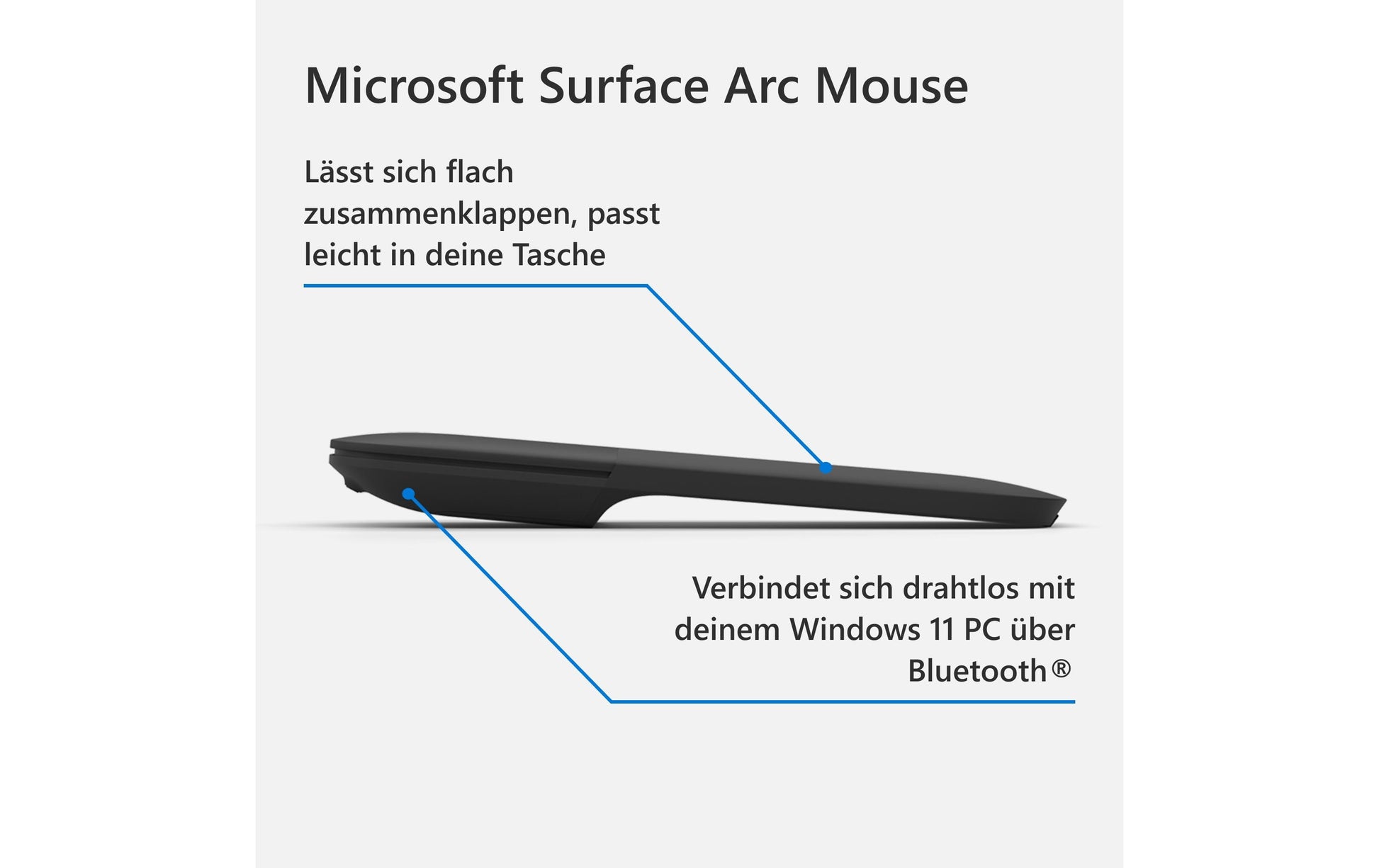 Microsoft Surface Arc Maus – kabellos, Bluetooth, schwarz