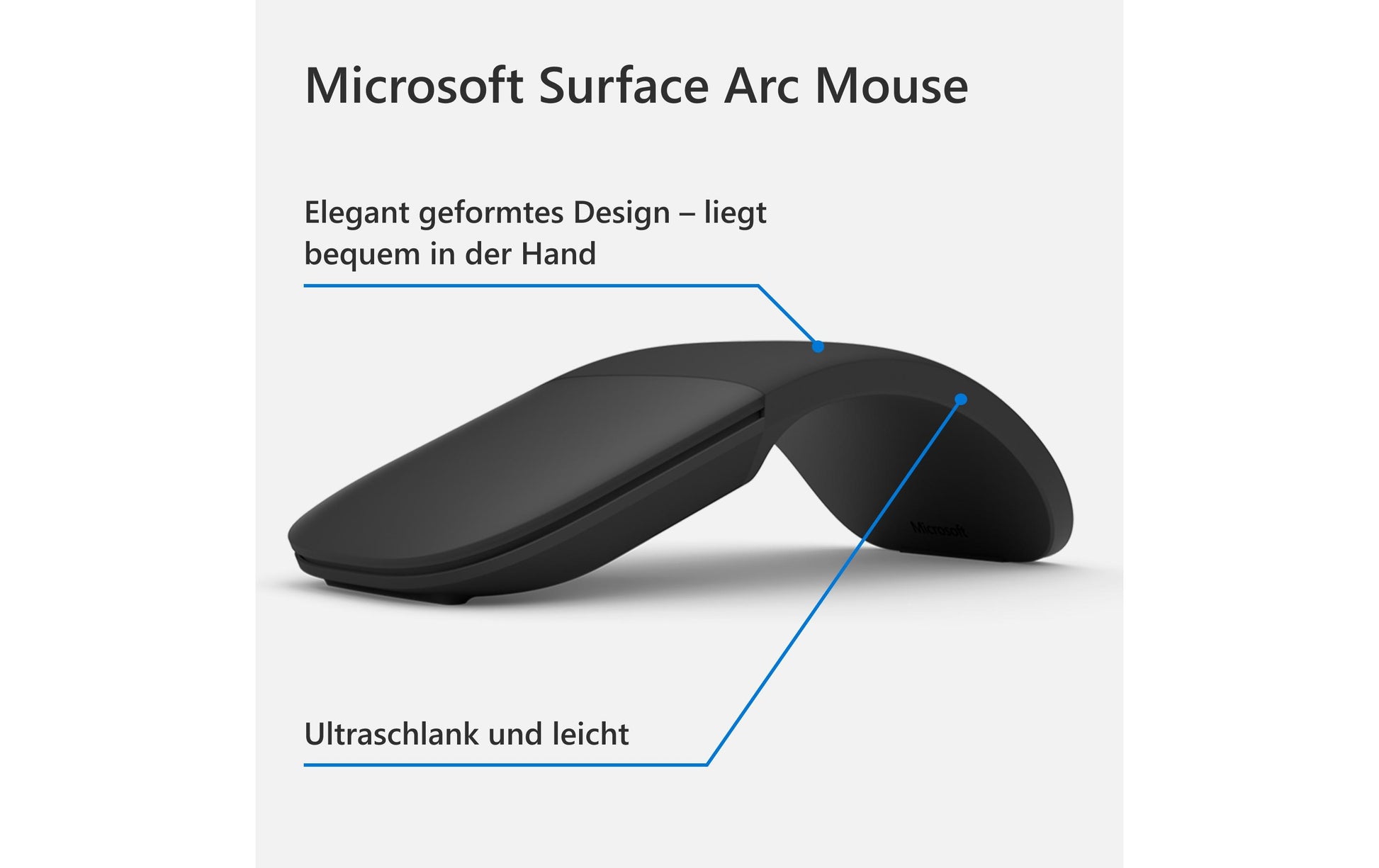 Microsoft Surface Arc Maus – kabellos, Bluetooth, schwarz