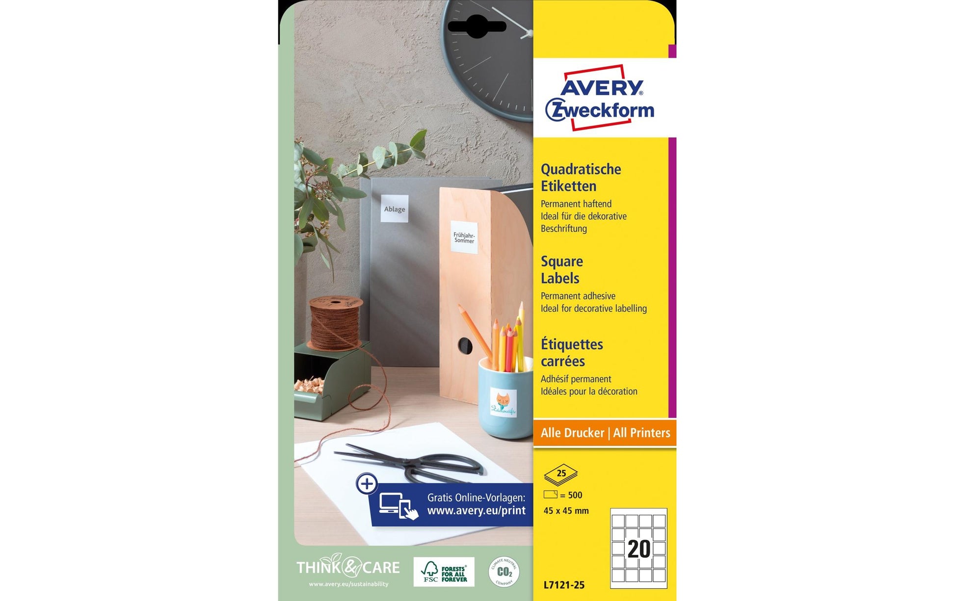Avery L7121-25 Schuletiketten – permanent haftend
