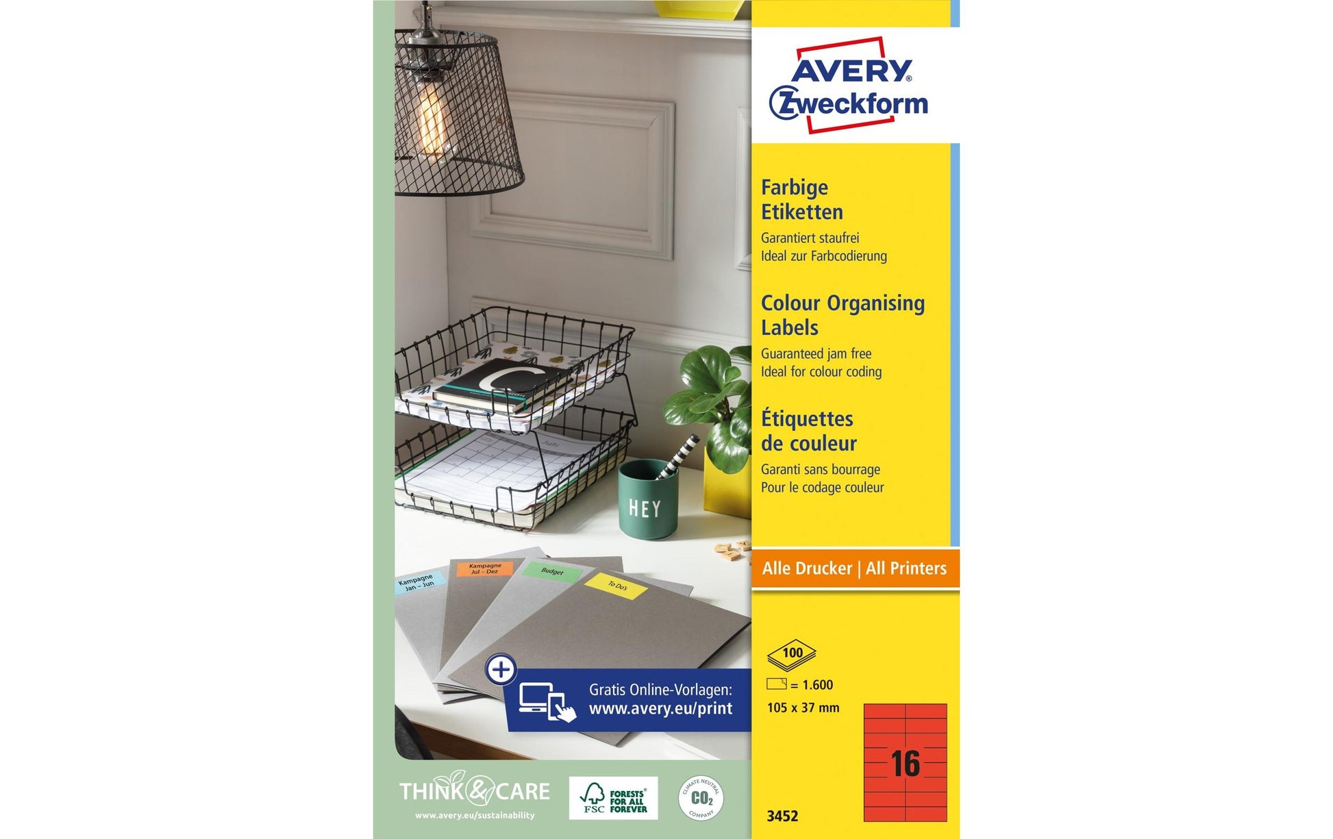 AVERY Zweckform Schuletiketten – 105 × 37 mm, 1600 Stk, 100 Bogen