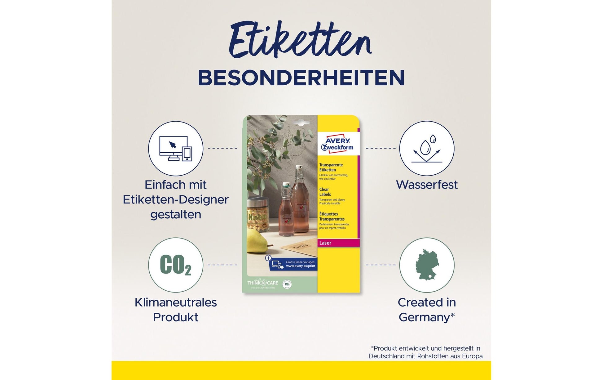 Avery Folienetiketten, 210 mm × 297 mm, transparent, Folie, permanent