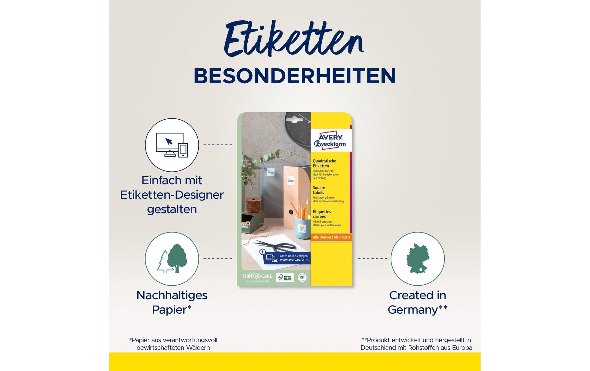 Avery L7121-25 Schuletiketten – permanent haftend
