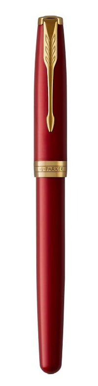 Parker SONNET Red Lacquer G.C. – Füllfederhalter, M, blau, rot lackiert, goldene Zierteile