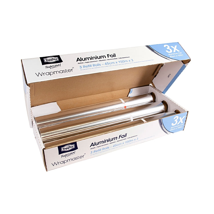 Wrapmaster – Aluminiumfolie 45 cm × 150 m, 3 Stk., für Spender 4500