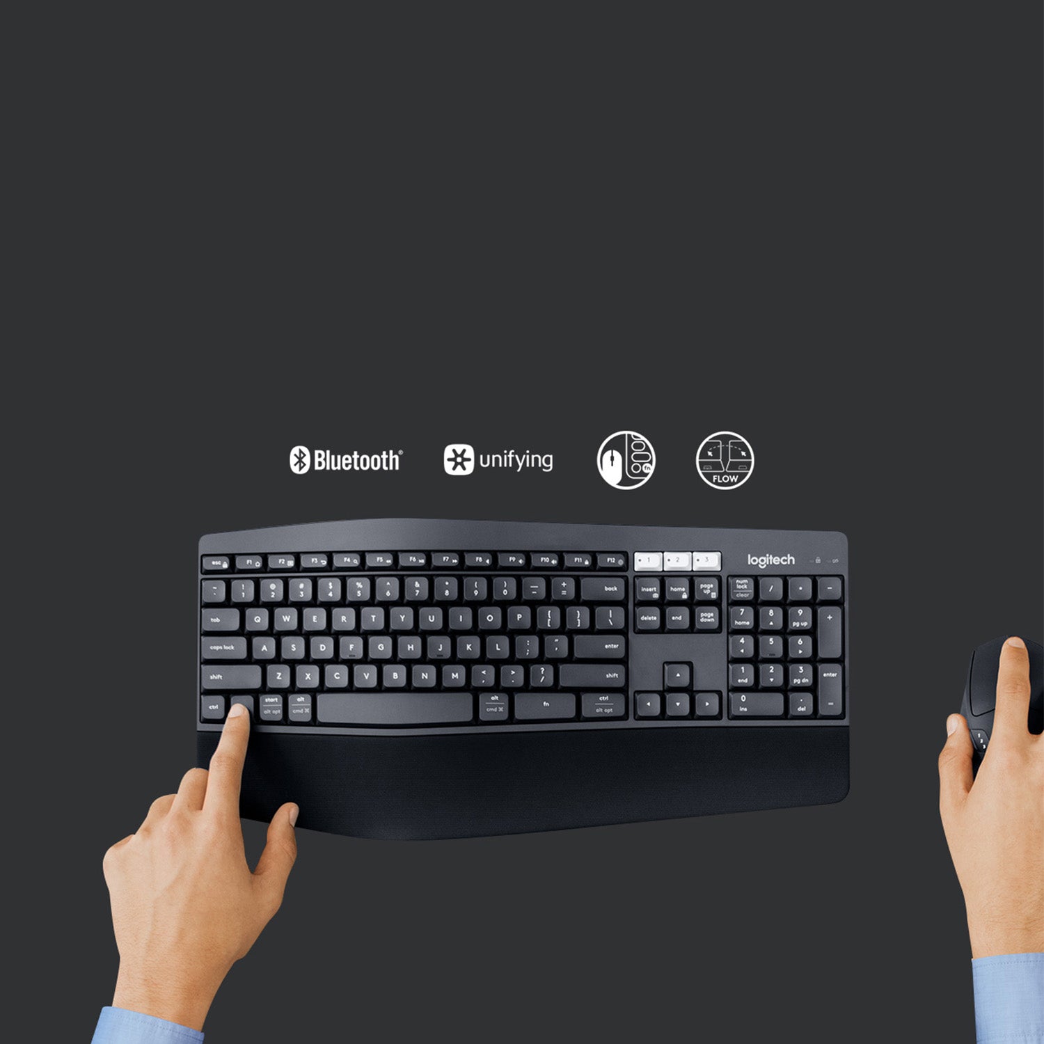 Logitech MK850 – Tastatur- und Maus-Set – Bluetooth & 2,4 GHz (Unifying-Empfänger) – QWERTZ (DE) – Schwarz