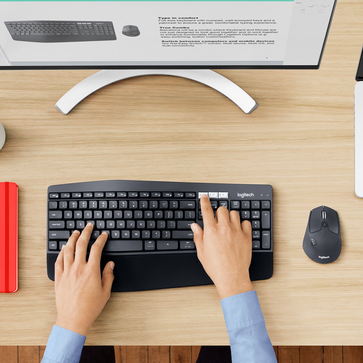 Logitech MK850 – Tastatur- und Maus-Set – Bluetooth & 2,4 GHz (Unifying-Empfänger) – QWERTZ (DE) – Schwarz