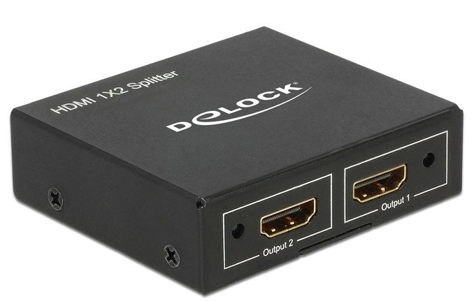 DeLOCK 87701 – HDMI Splitter, 1× HDMI In / 2× HDMI Out, 4K@30 Hz, aktiv verstärkt, Netzteil, HDCP, 3D