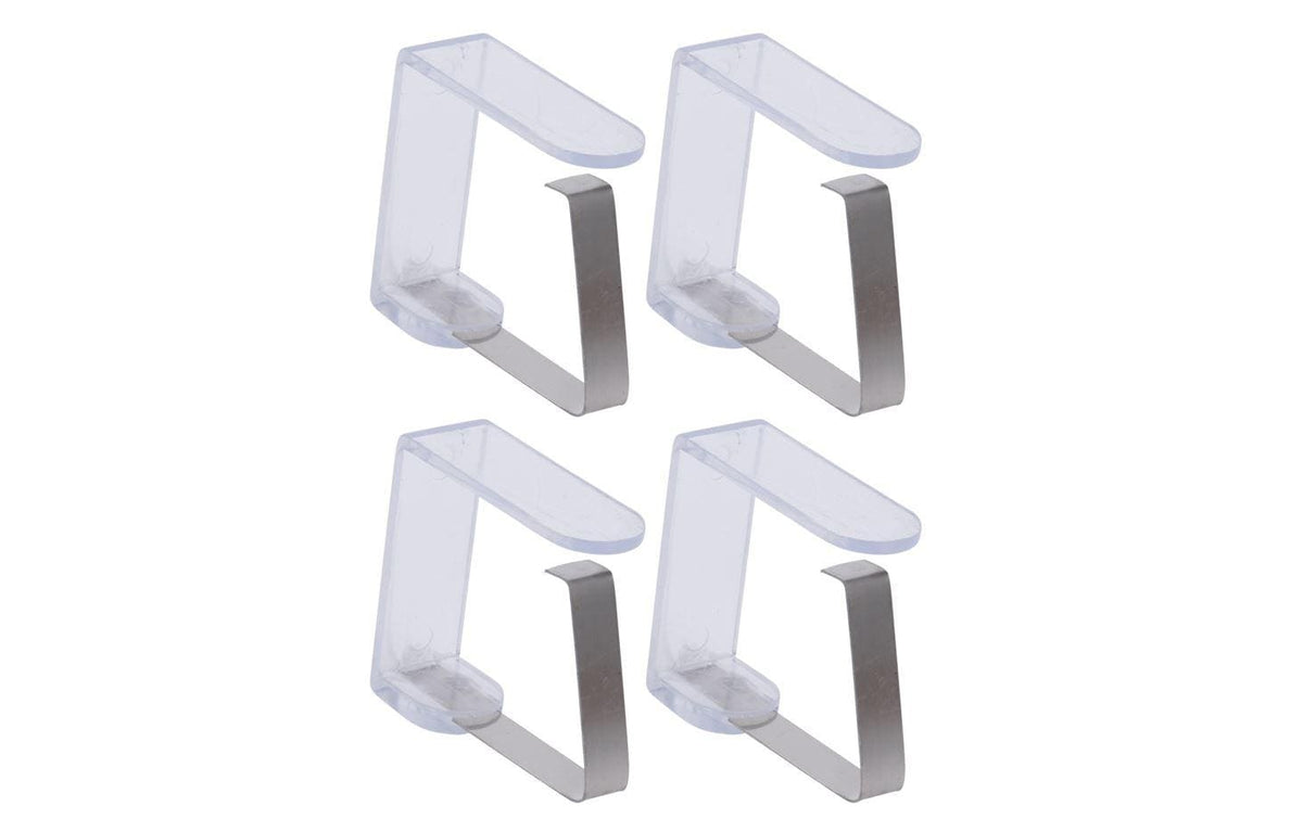 Furber. Furber Tischtuchklammer – Edelstahl, Kunststoff, transparent, 4,5 × 1,5 cm – 4er-Set